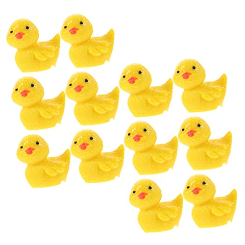 HEMOTON 12St verdrehte Ente Cute Decor raumdeko tortendeko Einschulung autodeko gartendekoration Feenhaftes Fuchsspielzeug Mini-Feenfiguren Mini-Enten- Enten aus Harz Yellow von HEMOTON