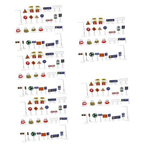 HEMOTON 140 STK Verkehrszeichen für Kinder Verkehrsschilder in Originalgröße Mini-Konstruktionskegel Ampel-Set verkehrszeichen Spielzeug verkehrszeichen Kinder Mini- Minikegel Plastik von HEMOTON