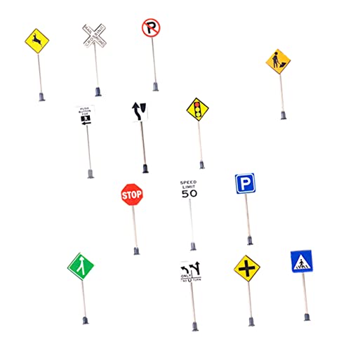 HEMOTON 14st Zubehör Für Mikrolandschaften Verkehrsanzeige Mini-verkehrszeichen Mini-straßenschild Simulations-straßensperren Hilfsmittel Für Den Schulunterricht Abs Plus Edelstahl von HEMOTON