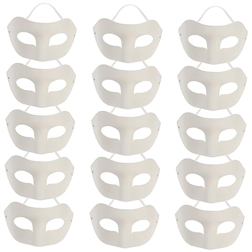 HEMOTON 15st Zellstoffmaske Selber Machen Halbgesichtsmaskerademasken Mascarade-maske Maskerade-maske Gold Fuchsmaske Tiermasken Blankomasken Aus Papier Masken Verkleiden Lackierbar Weiß von HEMOTON