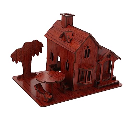 HEMOTON 1Stk 3D- -Puzzle Kinder Puzzle rätselbuch Kinder Holzhaus DIY Spielzeug Holzhaus D-Puzzle DIY Holzmodell Weihnachtshaus-Puzzle Puzzle-Spielzeug Villa-Modell Holzspielzeug Brown von HEMOTON