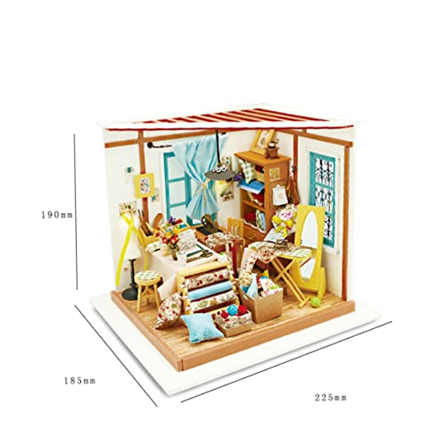 HEMOTON 1Stk Miniatur-Hausmodell-Geschenk Mini-Hausmontage Miniaturhausmodell Spielzeuge Spielset aus Holz Hausmodell selber Bauen handgefertigtes Montage-heimwerkerhaus hölzern Puzzle von HEMOTON