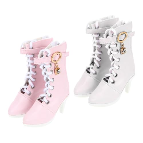 HEMOTON 2 Paar Babyschuhe Babyspielzeug Prinzessinnenspielzeug Mini High Heels Für Puppen Puppenstiefel Schuhe Puppenhauszubehör Schuhregal Miniaturen Ausgefallene Puppenschuhe von HEMOTON