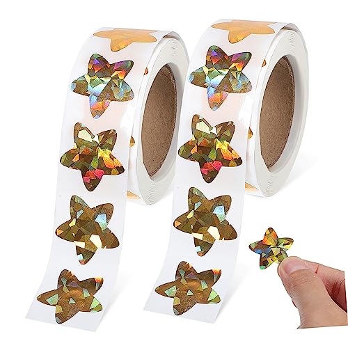 HEMOTON 2 Rollen Belohnungsaufkleber Aufkleber Für Kinderaufkleber Goldendoodle Ornament Wasserfeste Aufkleber Nagelaufkleber Dekoration Gold Pentagramm Aufkleber Stern Aufkleber PVC von HEMOTON