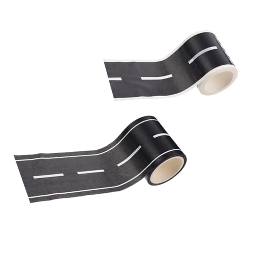 HEMOTON 2 Rollen Straßen Spielzeug Straßenklebeband Straßenhaus LKW-Straßenband Straßenaufkleber Zugtisch verkehrszeichen Spielzeug Papier Klebeband Autospur Straßenband Verkehrsband Black von HEMOTON