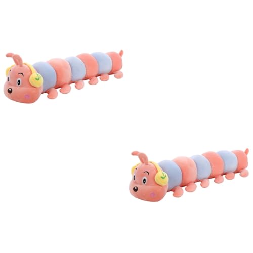 HEMOTON 2 STK Raupe Puppe Spielzeug Plüschtier Flauschige Kuscheltierkinder Stofftierpuppe Geschenke dekorative Plüschpuppe gefüllte Puppe Kopfhörer Plüschpuppen schmücken Baby Rosa von HEMOTON