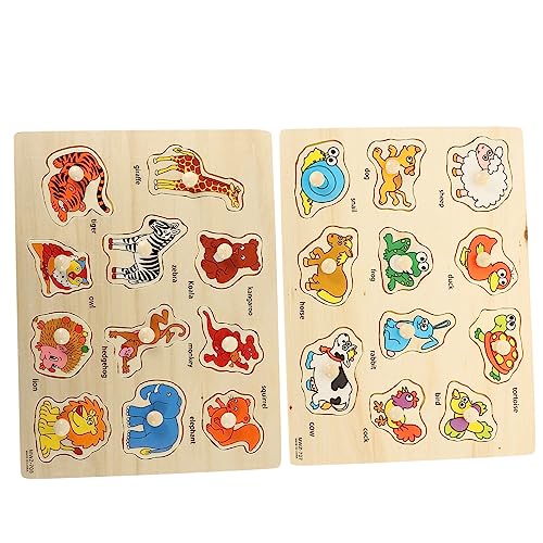 HEMOTON 2 Sätze Brettpuzzle Greifen Puzzle-Spielzeug Rätsel Tiere, Klobige Babypuzzles Meerestier-Puzzle Formpassendes Spielzeug Montessori-Spielzeug Für Kinder Kinderspielzeug Holz von HEMOTON