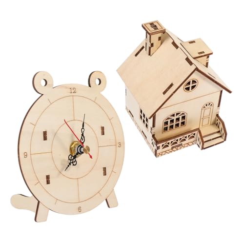 HEMOTON 2 Sätze Mechanisches Puzzle Puzzles 3D-Uhr Großrätsel Für Kinder Puzzle-Spielzeug Für Kinder 3D-gehirn-Puzzle Kinder Rätsel Denksportaufgaben Kinderuhr Gehirnspielzeug Holz Beige von HEMOTON