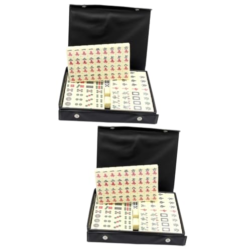 HEMOTON 2 Sätze Mini-Mahjong Automatischer Mahjong-Tisch Chinesisches Schach Outdoor-Mahjong Lustiges Brettspiel Reise Schachbrett Tischreisespielzeug Kleines Chinesisches Mahjong PVC von HEMOTON