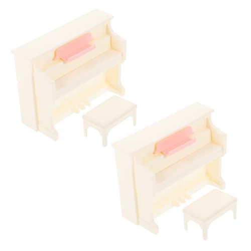 HEMOTON 2 Sätze Puppenhaus-Klavier Puppenmöbel Puppenhaus Zubehör Mini Miniatur-hausmöbel Miniaturmöbel Mini-Piano-Modell Tiny House-Accessoires Klavier Für Minihaus Beige Plastik von HEMOTON