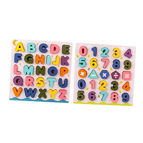 HEMOTON 2 Sätze Puzzle Spielzeug zur Buchstabenerkennung Alphabet-Spielzeug Nummernalphabetblöcke interaktives Spielzeug rätselbuch Kinder Buchstabenblöcke aus Holz Kinder Blöcke hölzern von HEMOTON