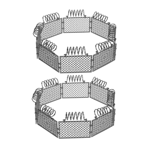 HEMOTON 2 Sätze Schutznetz Bausteine ​​Zubehör Miniatur Feengartenzaun Weihnachtsbaumzaun Mini Zaun Puppenhaus Weißer Lattenzaun Feenzaun Kleiner Gartenzaun Graue Abs von HEMOTON