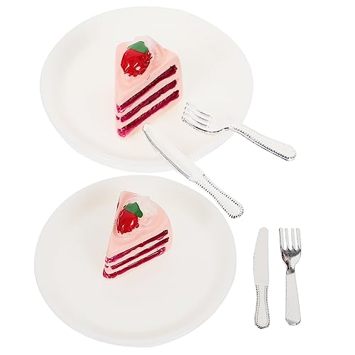 HEMOTON 2 Sets Mini Kuchenteller Dessert Mini Gefälschte Lebensmittel Spielzeughaus Ornamente Für Künstliche Lebensmittel Requisite Mini Lebensmittel Mini Küchenszene von HEMOTON