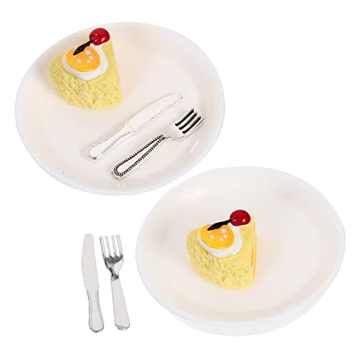 HEMOTON 2 Sets Mini Kuchenteller Mini Fake Food Dessert Ornamente Für Essens Requisiten Mini Küchenzubehör Miniatur Vortäuschen Eines Kuchens Miniatur Modell von HEMOTON