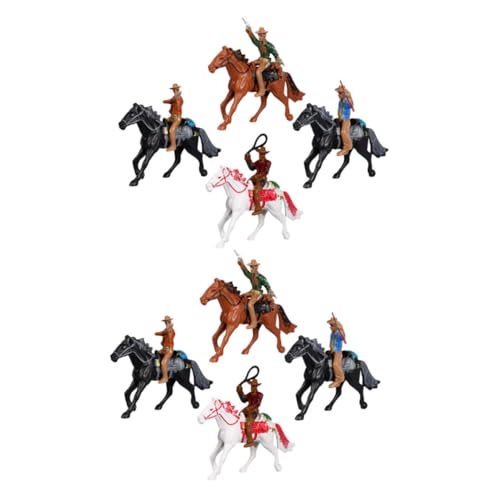 HEMOTON 2 Sets Realistische Cowboy-Pferd-Figuren-Set Aus Kunststoff, Bauernhof-Tier-Spielzeug, Kleine Action-Figuren, Western-Charakter-Modelle, Party-Dekorationen von HEMOTON