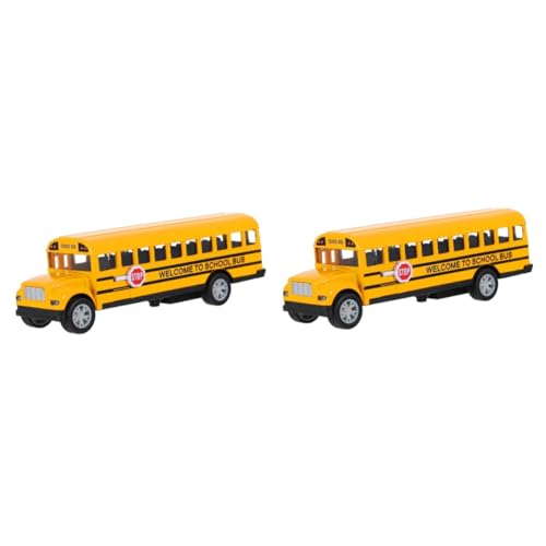 HEMOTON 2 STK Schulbus Spielzeugauto Dekorationen Spielzeug Bus Kinder puppenwagen automatten Spielzeugautos legierter Schulbus Kinderauto Spielzeug Kleinkind Nase Kinderwagen LKW von HEMOTON