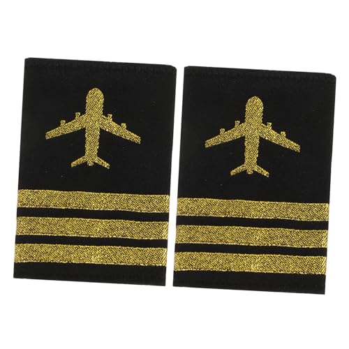 HEMOTON 2 Stück Fluggesellschaften Pilot Epauletten Schulterklappen Epauletten Seemann Epaulette DREI Stangen Schulterklappen Abzeichen Uniform Für Kinder Halloween Cosplay Kostüm von HEMOTON