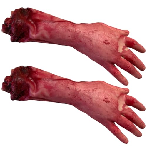 HEMOTON 2 Stück Halloween Gefälschte Hand Gebrochene Männer Hand Blut Horror Halloween Abgetrennte Körperdekoration Abgetrennte Blutige Gliedmaßen Tote Gebrochene Hand Gadgets Sache von HEMOTON