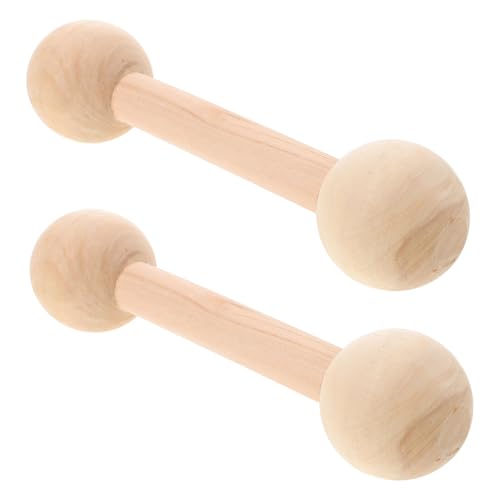 HEMOTON 2 Stück Holz Hantel Spielzeug Hanteln Kinder Handgewichte Set Kleinkind Hantel Kleinkind Gewichte Fitnessstudio Kleine Hantel Für Kinder Holz Hantel Spielzeug Beige von HEMOTON