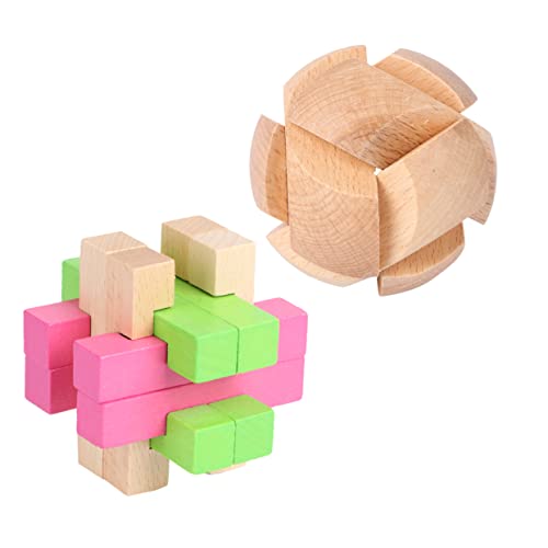 HEMOTON 2 Stück Holzspielzeug Für Kinder Intelligenzspielzeug Puzzlespiel Geistiges Spielzeug Puzzler Lu Ban Puzzle Würfel Denksportaufgaben Spielzeugblöcke Stapelspiele von HEMOTON