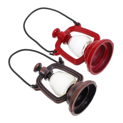 HEMOTON 2 Stück Mini Petroleumlampe Miniatur Lampen Miniatur Laterne Puppenzubehör Spielzeughaus Dekoration Puppenmöbel Dekorative Laternen Puppenhausmöbel Puppenhaus Lichter von HEMOTON