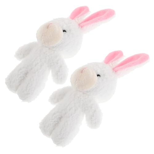 HEMOTON 2 Stück Puppenhauspuppe Mini Ornamente Stoffhase Weißer Hase Kuscheltier Weißer Hase Plüschbär Kuscheltiere Für Herz Hasenplüsch Rosa Hase Deadybear Kurzer Plüsch von HEMOTON