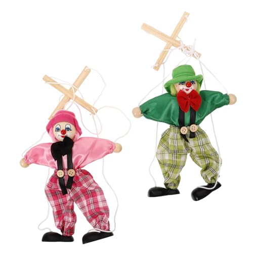 HEMOTON 2 Stück Schnur Marionette Clownpuppe Plüsch Tiys Puppen Für Kinder 8-10 Handpuppe Clown Puppen Für Puppentheater Piratenpuppe Plüsch Zubehör Für Puppenspiele Holzpuppe Hölzern von HEMOTON