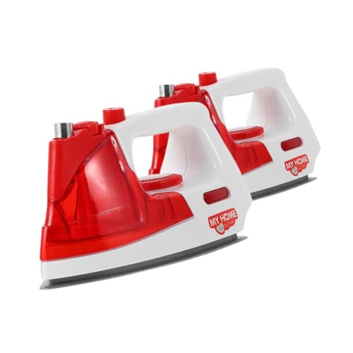 HEMOTON 2 Stück Simulation Bügeleisen Rollenspiel Hausarbeit Handventilator Halterung Scheunentor Anti Kick Scheunentor Kinderspielzeug Mini Rollenspiel Kindermaske Kunststoff Rot von HEMOTON