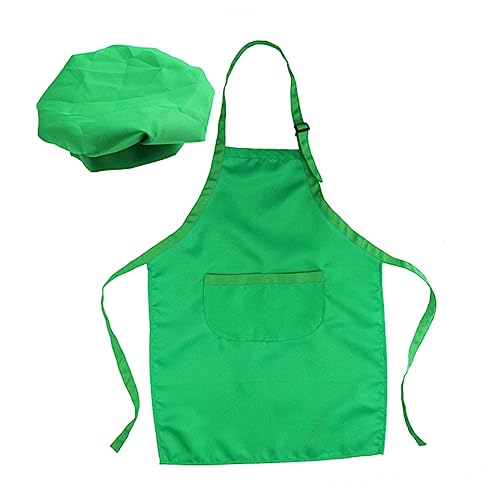 HEMOTON 2-teiliges Set Kinderschürze Kinder Malen Schürze Kinderkoch-spielset Kinder Kochen Ärmel Kinderanzug Handschelle Zum Kochen Für Kinder Green von HEMOTON