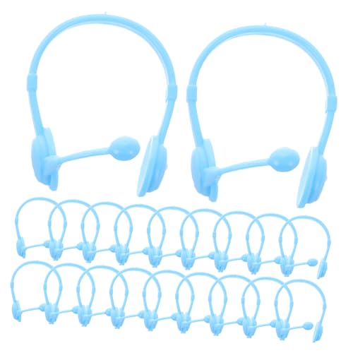 HEMOTON 20St Puppen-Headset Puppenhaus-Layout Mini- -Headset-Modelle Gelbe Ente Zubehör Gelbe Ente Kopfhörer Modell Mini-Headset aus Kunststoff Kopfhörer-Modell Plastik Sky-Blue von HEMOTON