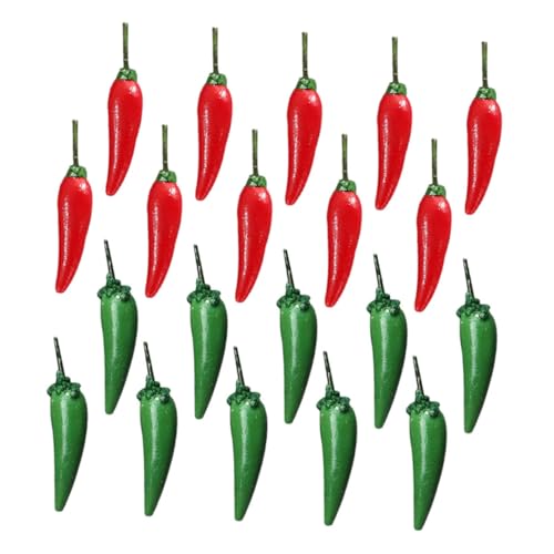 HEMOTON 20st Mini-Chili-Modell Künstliches Gemüse Pfeffer-Modell Küchen-Pfeffer-dekor Bauern-Chili-Pfeffer Gefälschter Grüner Pfeffer Künstliche Früchte Zur Lebensechten Dekoration Harz von HEMOTON