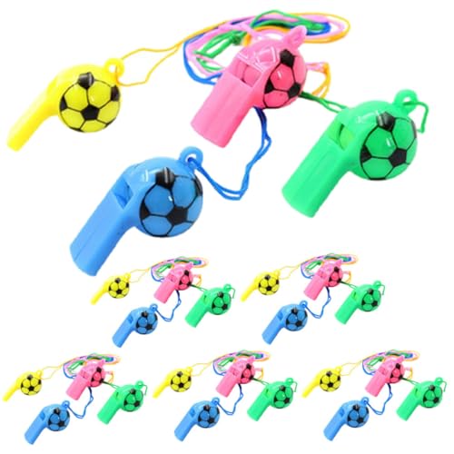 HEMOTON 24 Stück Fußball Pfeife Schiedsrichter Pfeifen Für Das Fußballtraining Zugpfeife Spiele Pfeifen Tin Whistle d Fußball Hüpfbälle Pfeifen Mit Lanyard Schiebepfeife Plastik von HEMOTON