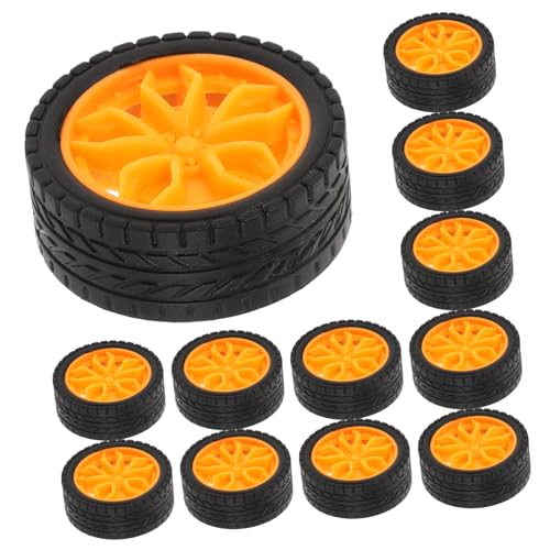 HEMOTON 28st Spielzeugautoreifen Kinderlenkrad Vorbau Rc-car Mini-kofferrad Auto Montieren Räder Multifunktionale Autoräder Räder Für Spielzeugautos Rennwagen-babylenkrad Plastik Orange von HEMOTON