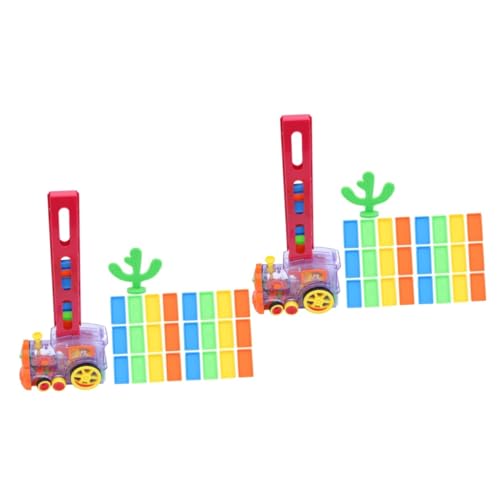 HEMOTON 2St Dominosteine ​​Spielzeug Domino Stapelzug Autospielzeug für Kinder Auto Fahrzeug Spielzeug Kinder intelligentes Spielzeug Domino elektrischer Zug Lernspielzeug Holzbausteine von HEMOTON