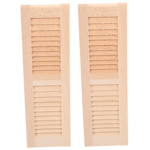 HEMOTON 2St Fensterläden selber Machen Miniaturdekoration Minipuppe Mini- Mini-Zubehör bastelzeug handwerkskunst Fenster rollos für innen Miniatur-Fensterläden aus Holz Puppenmöbel von HEMOTON