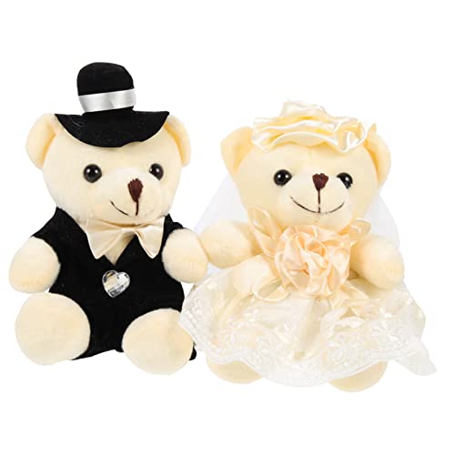 HEMOTON 2St Hochzeitsbärenpuppe kleines Kuscheltier Dekor für den Tisch Hochzeitsgeschenk Plüschbär Brautpaar Plüschbär Ornament Geschenke jäten Puppe dekor bär Puppe dekor Füllung von HEMOTON