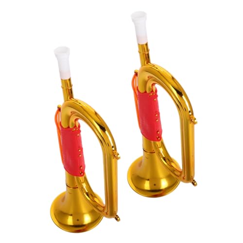 HEMOTON 2St Laden Sie Requisiten auf nachtlicht Lautsprecher für Kindermusikinstrument Horn kleine Trompetenspielzeuge Modelle von Musikinstrumenten Plastik Golden von HEMOTON