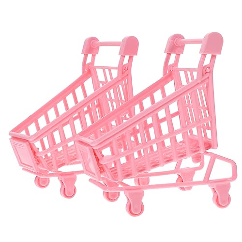 HEMOTON 2St Mini-Trolley Storage Trolley ablagekörbe schubkarre kindertrolly Toy Cars Sitz Tasche Korb faltbar Babyzubehör Simulationswagen- Trolley- Eisen Rosa von HEMOTON