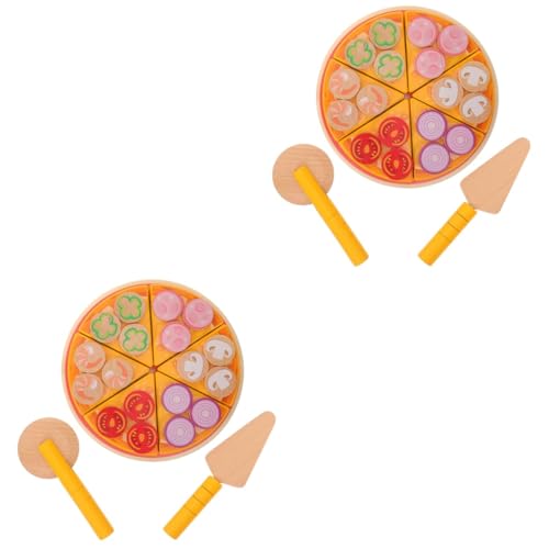 HEMOTON 2St Pizzaspielzeug gefälschte Pizza Pizza-Spielset für Kinder Spielküchenzubehör Spielzeugnahrung Holz Pizza Spielzeug Pizzastücke Spielzeug Essen Spielset EIS Spielzeug hölzern von HEMOTON