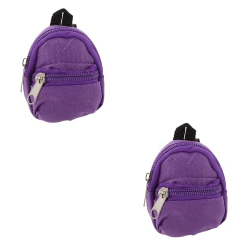 HEMOTON 2St Puppenrucksack Mikro-Szenen-Ornament Zubehör für die Puppenhausschule puppenzubehör puppenhaus deko Büchertasche Spielzeuge Fotografie-Requisiten Mini-Schultasche Stoff Violett von HEMOTON