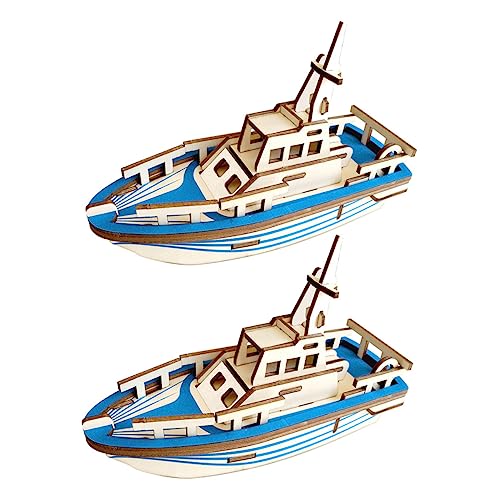 HEMOTON 2St Rettungsboot-Puzzle Gehirnspielzeug nautisches Segeln DIY-Puzzle-Schiff Puzzlespiel Kinder Puzzle rätselbuch Kinder holzpuzzle Handwerk Rettungsboot aus Holz Bambus Blue von HEMOTON