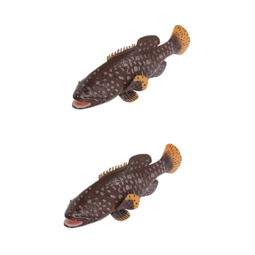 HEMOTON 2St Zackenbarschmodell Fisch Figur Simulationstiermodelle Angelspielzeug Mini-Meerestiere Meerestier Modell Meerestier Spielzeug Meeresbiologie Spielset Plastik Dark Brown von HEMOTON