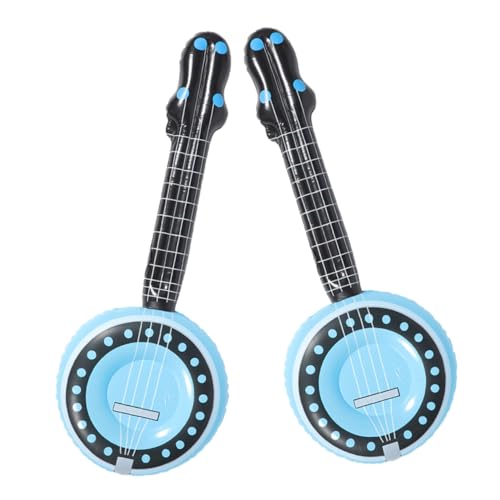 HEMOTON 2st Aufblasbares Musikinstrument Spielzeug-Banjo Musikinstrumente in Die Luft Jagen Gitarren in Die Luft Jagen Aufblasbare Gitarre Banjo Für Kinder Banjo-Ballons Sky-Blue PVC von HEMOTON