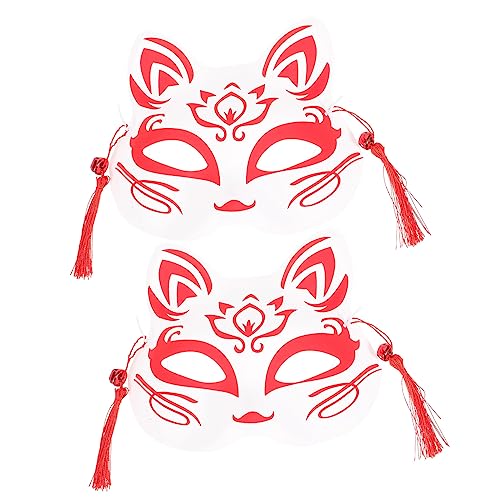 HEMOTON 2st Fuchs Maske Halbe Tiermasken Festival-tiermaske Festival-füchse-maske Kindermaske Gruselige Tiermasken Dämonenmaske Japanische Halbmaske Unbemalter Fuchs Festival-halbmaske Pvc von HEMOTON