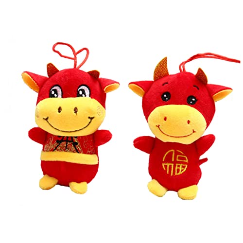 HEMOTON 2St Jahr des Ochsen-Maskottchens Chinese New Year chinesisch neujahr ochsenvieh Puppe anhänger Sternzeichen Kalb Puppe Anhänger Spielzeug Maskottchen Kuhpuppe Kuhpuppenkissen von HEMOTON