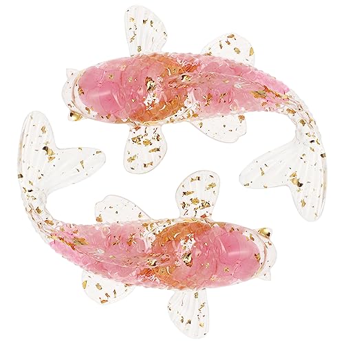 HEMOTON 2st Kristall-koi-Fisch-Ornamente Tisch Kruste Fischverzierung Selber Machen Kleine Fischfigur Tank Quaste Wassertier-Ornament Fisch Figur Miniatur-fischfiguren Dekor Rosa Harz-leim von HEMOTON