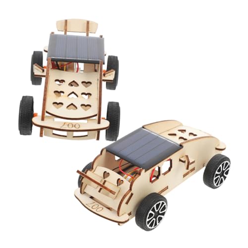 HEMOTON 2st Solarauto Kinder Bauen Spielzeug Rc-car-kit Auto-bausatz Modellspielzeug des Sonnensystems Roboterspielzeug Für Kinder Wissenschaftskoffer Für Kinder Autobausätze Hölzern von HEMOTON