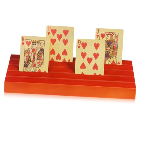 HEMOTON 2st Spielkartensockel Aus Holz Pokerkartenständer Spielkartenhalter Für Kinder Spielkarten-Display-tablett Spielkartenhalter Für Senioren Domino-fliesenständer Kiefernholz Brown von HEMOTON