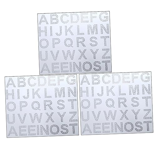 HEMOTON 3 Blätter Strass-Aufkleber Bekleidungsversorgung Multifunktionale Glitzeraufkleber Strass-buchstabenverzierung Zarte Strassbuchstaben Diamant- Kleidungszubehör Acryl Weiß von HEMOTON