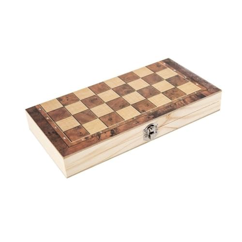 HEMOTON 3 Sätze DREI in einem Schach Schachbrett Kinder Schachbrett für Kinder Schachbrett mit Checkers Mini Schach Schachbrettspiel Backgammon-Schachbrett multifunktionale Dame hölzern von HEMOTON